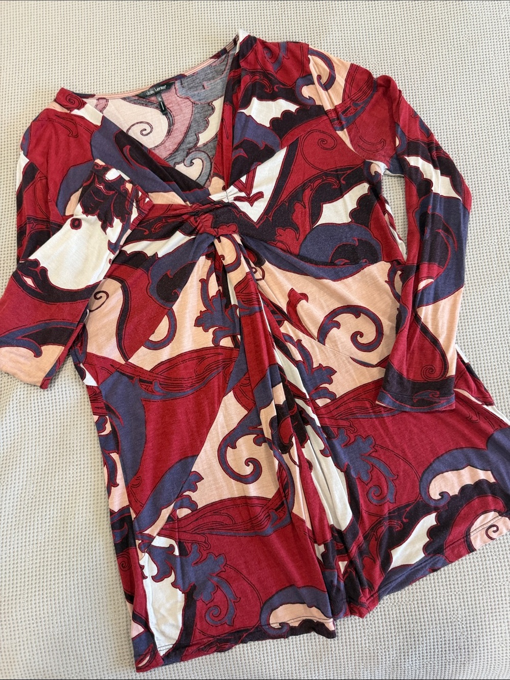Daisy Fuentes Pink and Gray Printed Top